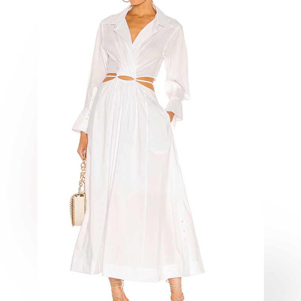 NWT Jonathan Simkhai Alex Pleated White Cutout Maxi Dress